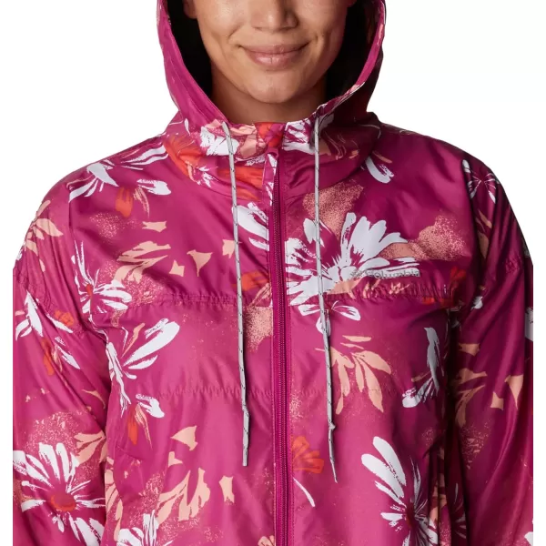 Columbia Womens Flash Challenger Novelty WindbreakerWild Fuchsia Daisy Party Print