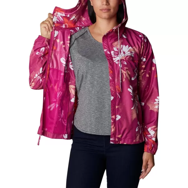 Columbia Womens Flash Challenger Novelty WindbreakerWild Fuchsia Daisy Party Print