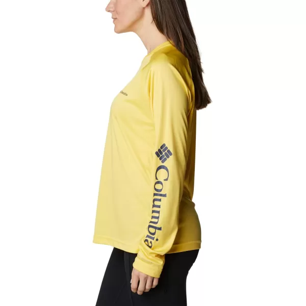 Columbia Womens Fork Stream Long Sleeve ShirtSun GlowNocturnal Logo