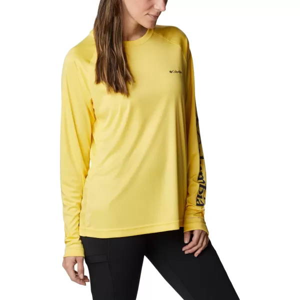 Columbia Womens Fork Stream Long Sleeve ShirtSun GlowNocturnal Logo