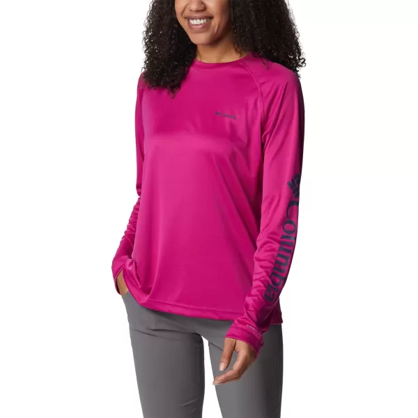 Columbia Womens Fork Stream Long Sleeve ShirtWild FuchsiaNocturnal Logo