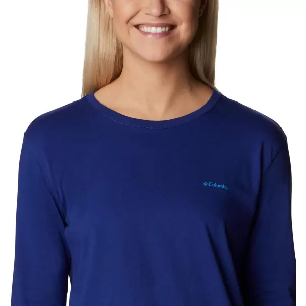 Columbia Womens North Cascades Back Graphic Long Sleeve TeeDark SapphireStamp Stencil