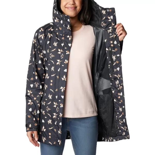 Columbia Womens Splash a Little Ii JacketBlack Cyanofrond Print