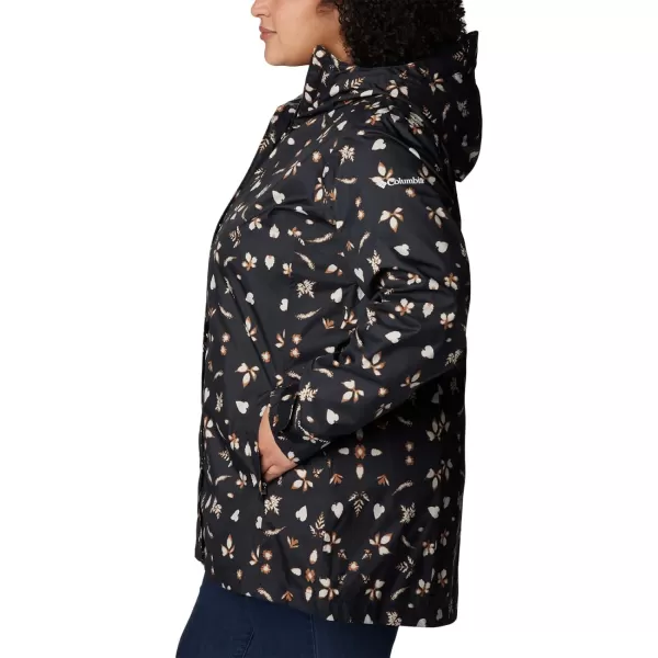 Columbia Womens Splash a Little Ii JacketBlack Cyanofrond Print