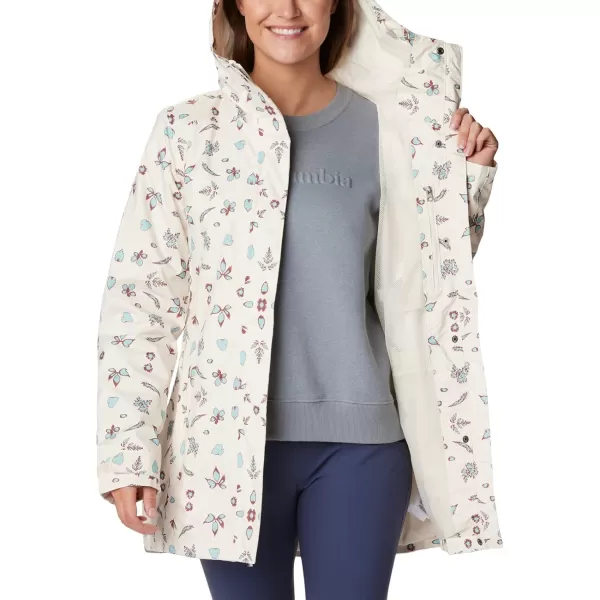 Columbia Womens Splash a Little Ii JacketChalk Cyanofrond Print