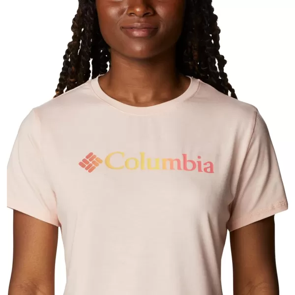 Columbia Womens Sun Trek Short Sleeve Graphic TeePeach Blossom HeatherCsc Gradient