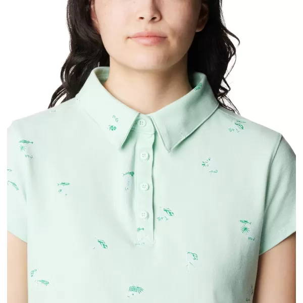 Columbia Womens Super Sun Drifter Short Sleeve PoloGullfoss Green Keys Please