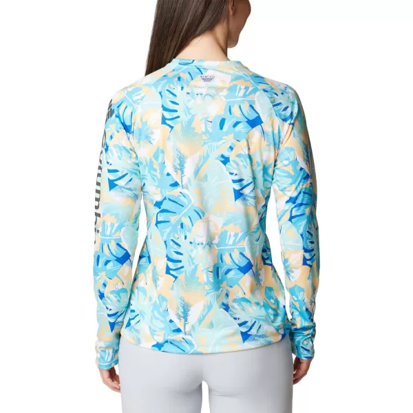 Columbia Womens Super Tidal Tee Long SleeveBlue Macaw Philo Palms