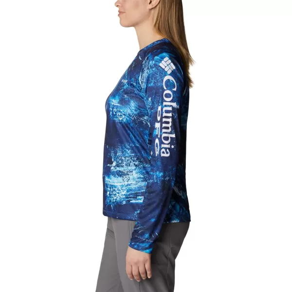 Columbia Womens Super Tidal Tee Long SleeveBlue Macaw Realtree Horizon