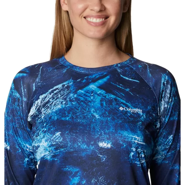 Columbia Womens Super Tidal Tee Long SleeveBlue Macaw Realtree Horizon