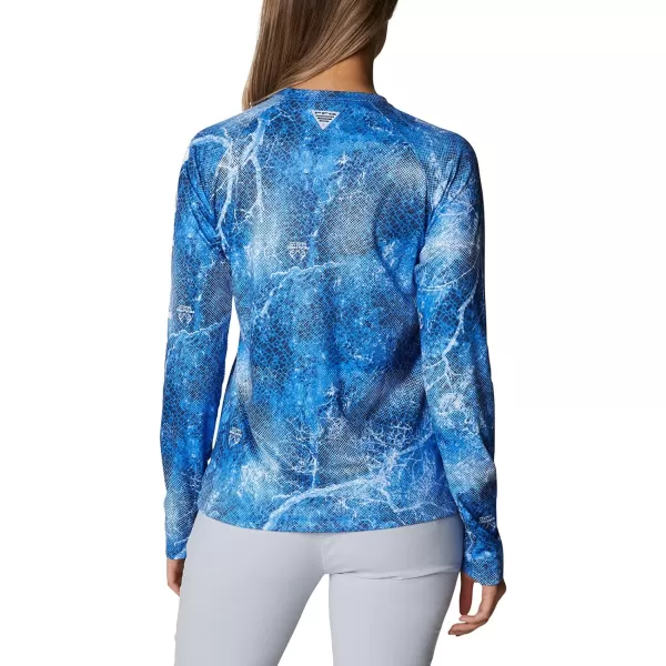 Columbia Womens Super Tidal Tee Long SleeveBright Nectar Fish Frenzy Print