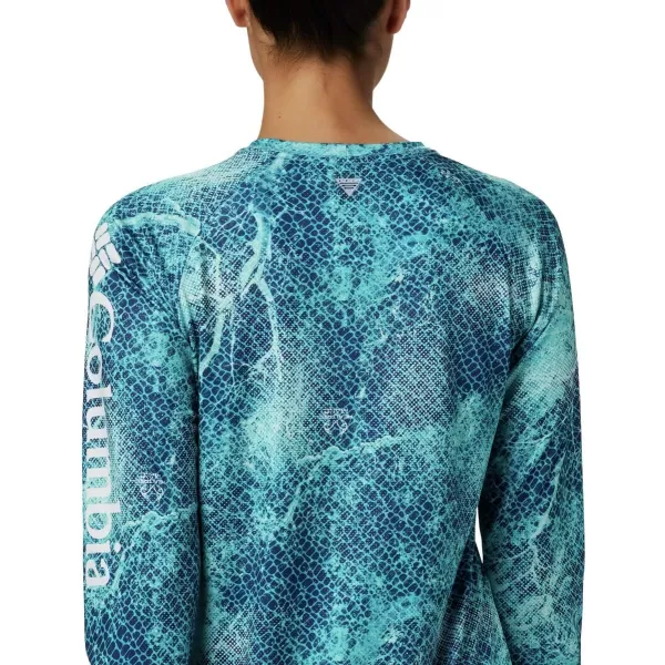 Columbia Womens Super Tidal Tee Long SleeveClear Water Mako Print