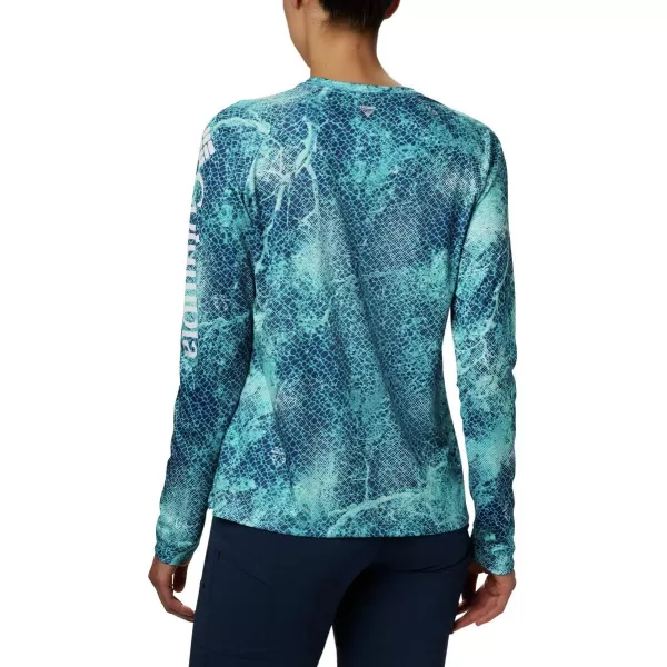 Columbia Womens Super Tidal Tee Long SleeveClear Water Mako Print