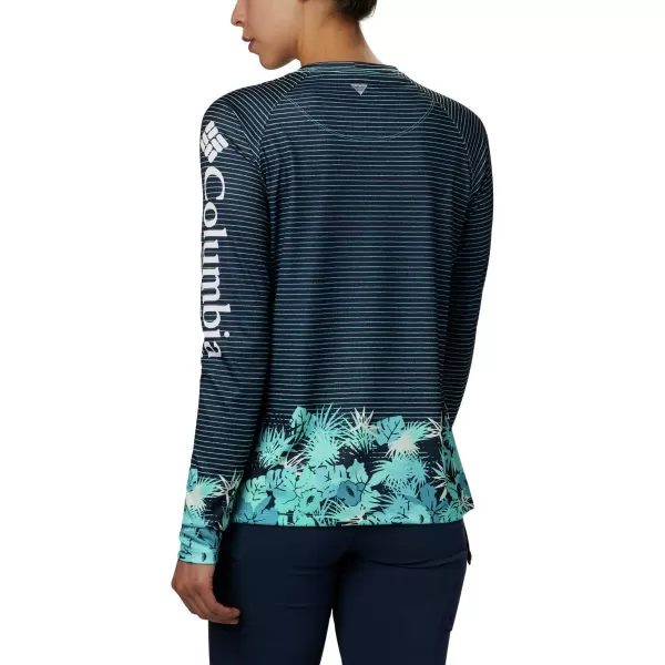 Columbia Womens Super Tidal Tee Long SleeveDolphin Wild Stripes Print