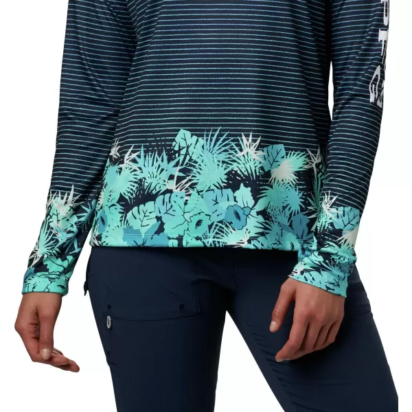 Columbia Womens Super Tidal Tee Long SleeveDolphin Wild Stripes Print