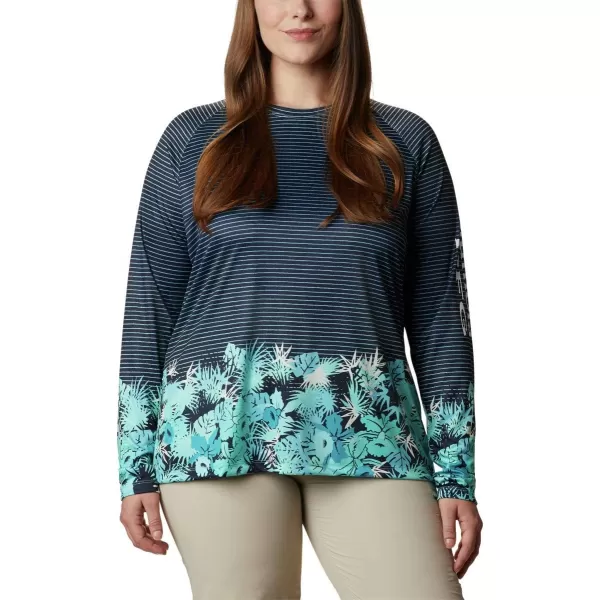 Columbia Womens Super Tidal Tee Long SleeveDolphin Wild Stripes Print