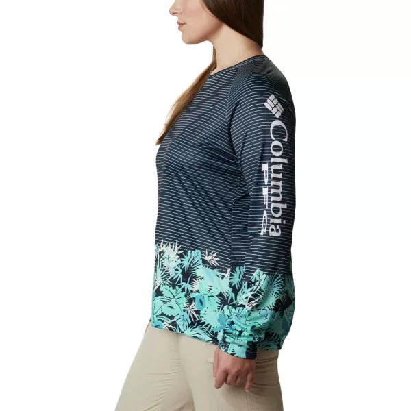 Columbia Womens Super Tidal Tee Long SleeveDolphin Wild Stripes Print