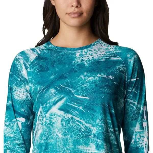 Columbia Womens Super Tidal Tee Long SleeveElectric Turquoise Realtree Horizon