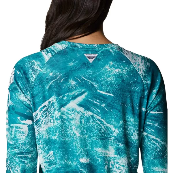 Columbia Womens Super Tidal Tee Long SleeveElectric Turquoise Realtree Horizon