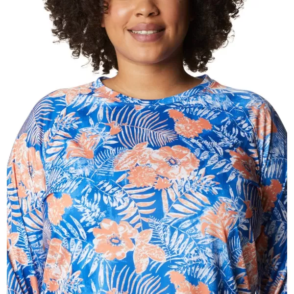 Columbia Womens Super Tidal Tee Long SleeveHarbor Blue Batik Floral Print