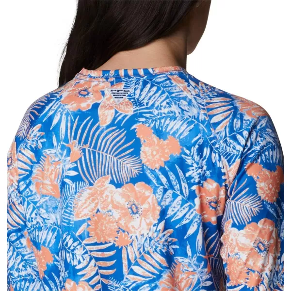 Columbia Womens Super Tidal Tee Long SleeveHarbor Blue Batik Floral Print