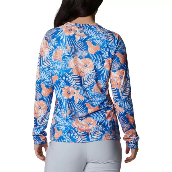 Columbia Womens Super Tidal Tee Long SleeveHarbor Blue Batik Floral Print