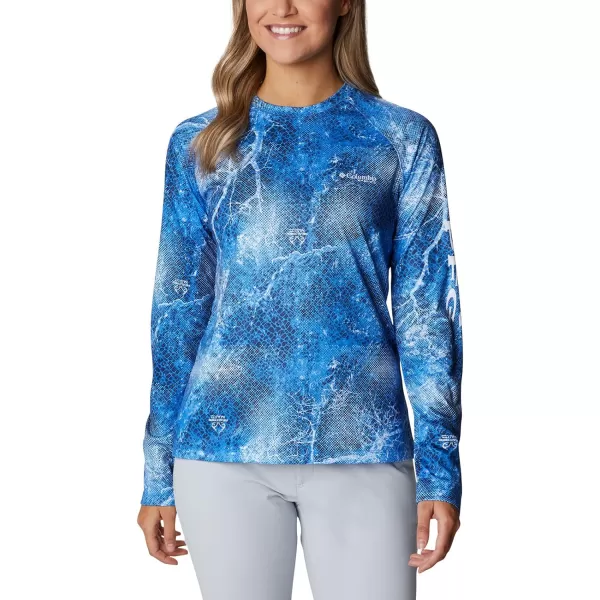 Columbia Womens Super Tidal Tee Long SleeveHarbor Blue Realtree Mako