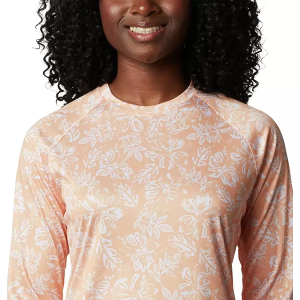 Columbia Womens Super Tidal Tee Long SleeveLight Juice Archive Palms Print