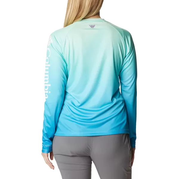 Columbia Womens Super Tidal Tee Long SleeveOpal Blue  Pfg Gradient