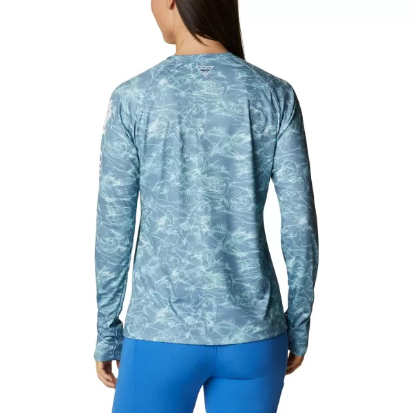 Columbia Womens Super Tidal Tee Long SleeveStorm Contour Fish