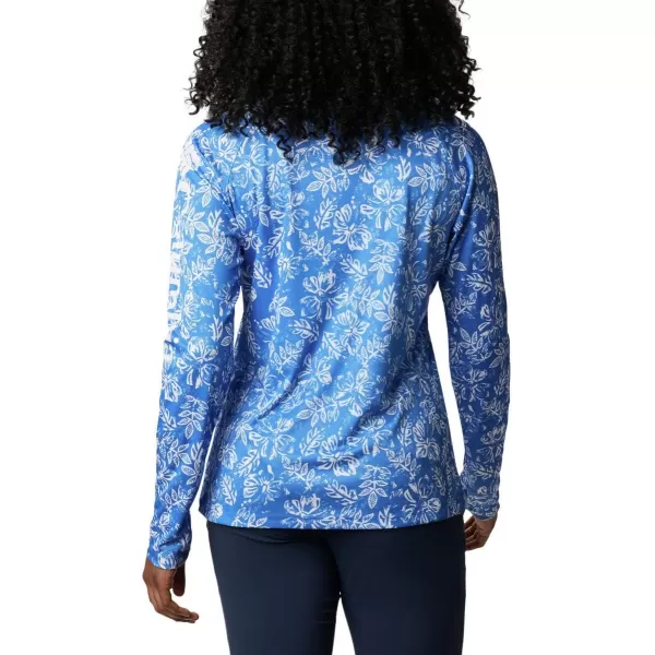 Columbia Womens Super Tidal Tee Long SleeveStormy Blue Archive Palms Print