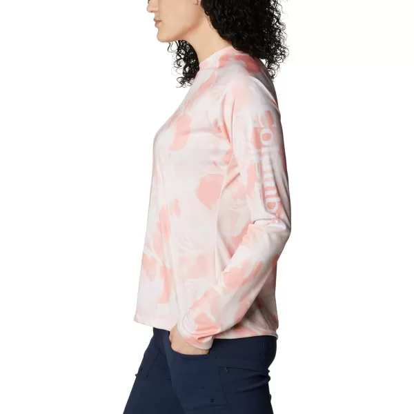 Columbia Womens Super Tidal Tee Long SleeveTiki PinkAuroras Print