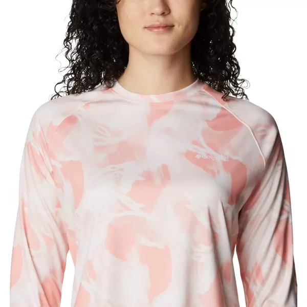 Columbia Womens Super Tidal Tee Long SleeveTiki PinkAuroras Print