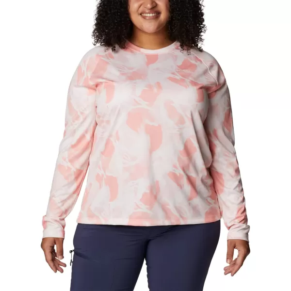 Columbia Womens Super Tidal Tee Long SleeveTiki PinkAuroras Print