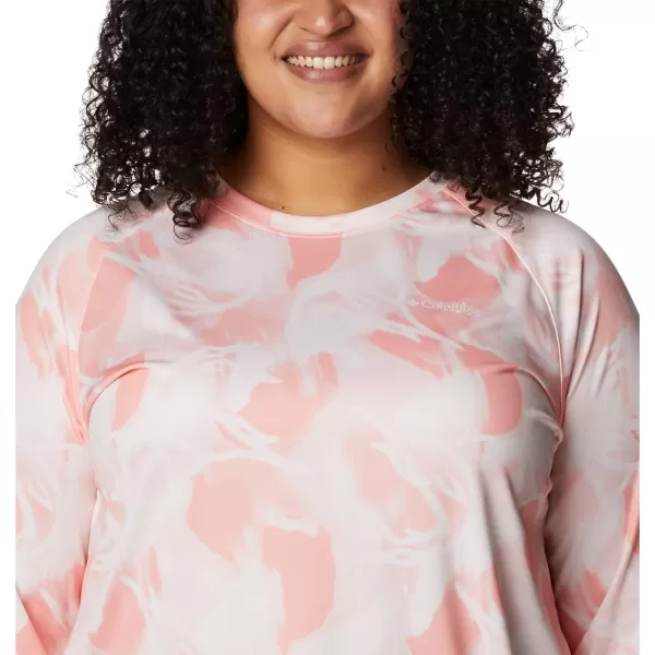 Columbia Womens Super Tidal Tee Long SleeveTiki PinkAuroras Print