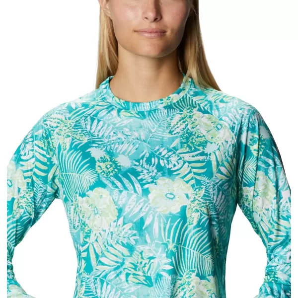 Columbia Womens Super Tidal Tee Long SleeveTropic Water Batik Floral Print