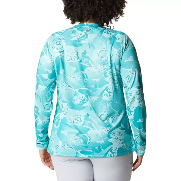 Columbia Womens Super Tidal Tee Long SleeveTropic Water Fish Frenzy Print