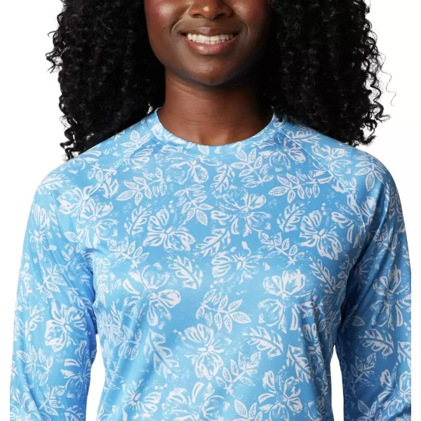 Columbia Womens Super Tidal Tee Long SleeveYacht Archive Palms Print