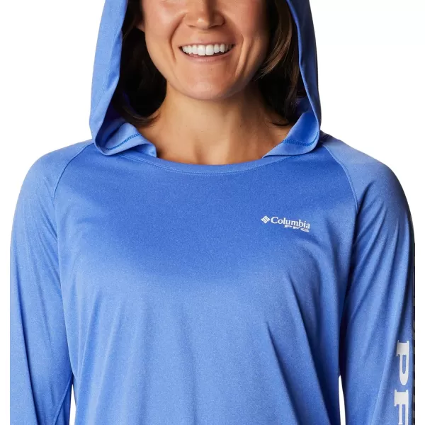 Columbia Womens Tidal Tee Heather HoodieBlue Macaw HeatherWhite Logo