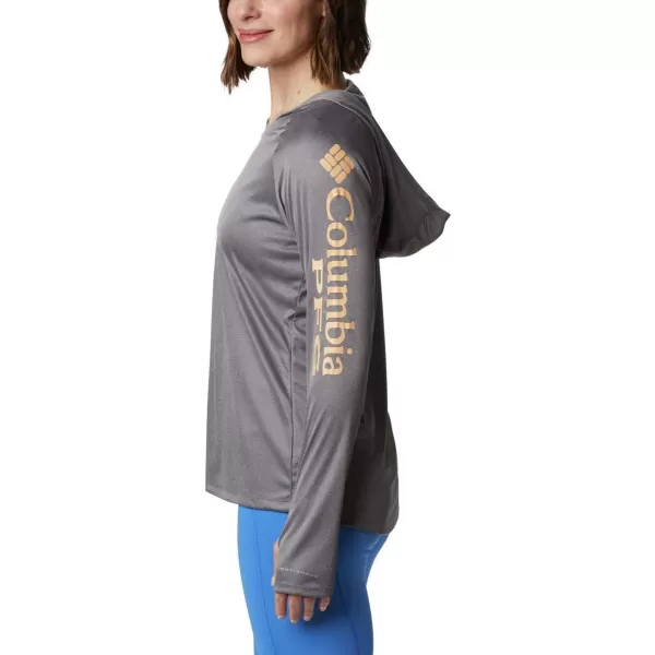 Columbia Womens Tidal Tee Heather HoodieCity Grey HeatherLight Juice Logo