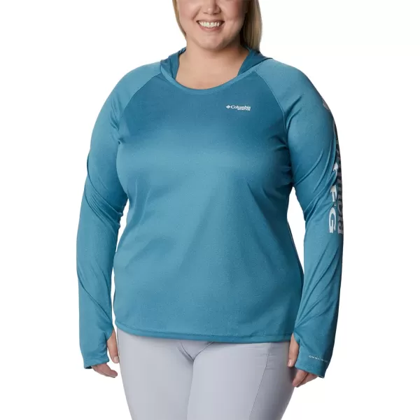 Columbia Womens Tidal Tee Heather HoodieDeep Marine HeatherWhite Logo