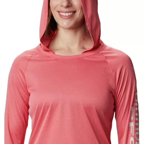 Columbia Womens Tidal Tee Heather HoodieRed Lily HeatherLight Cloud Logo