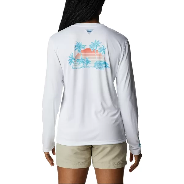 Columbia Womens Tidal Tee PFG Palapa Palms Long SleeveWhitePalapa Palms