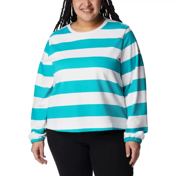 Columbia Womens Trek Seasonal Ft Graphic CrewBright AquaRugby Stripe