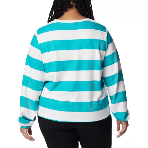 Columbia Womens Trek Seasonal Ft Graphic CrewBright AquaRugby Stripe