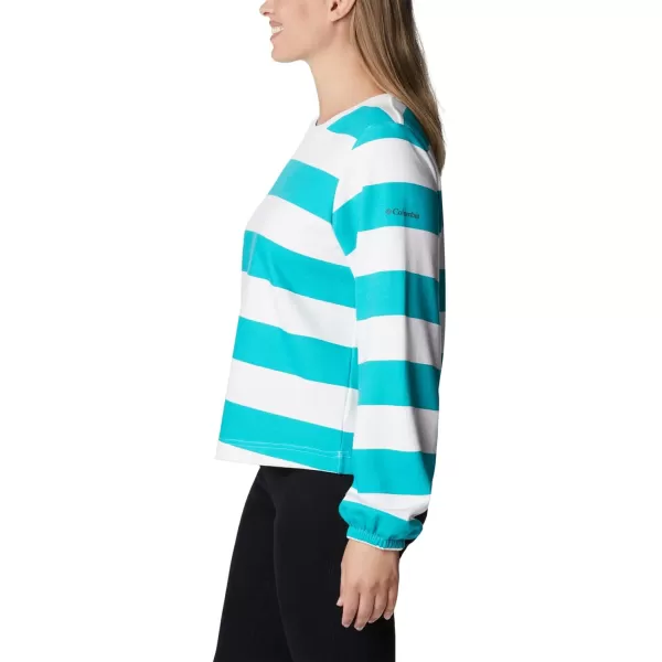 Columbia Womens Trek Seasonal Ft Graphic CrewBright AquaRugby Stripe