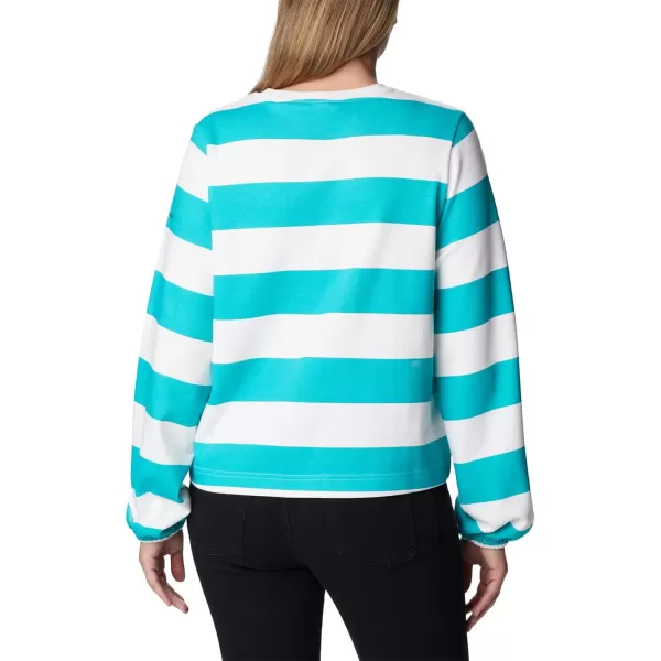 Columbia Womens Trek Seasonal Ft Graphic CrewBright AquaRugby Stripe