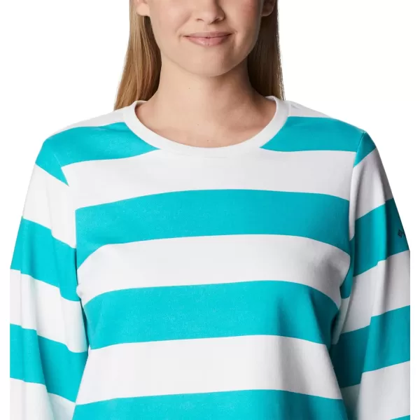 Columbia Womens Trek Seasonal Ft Graphic CrewBright AquaRugby Stripe