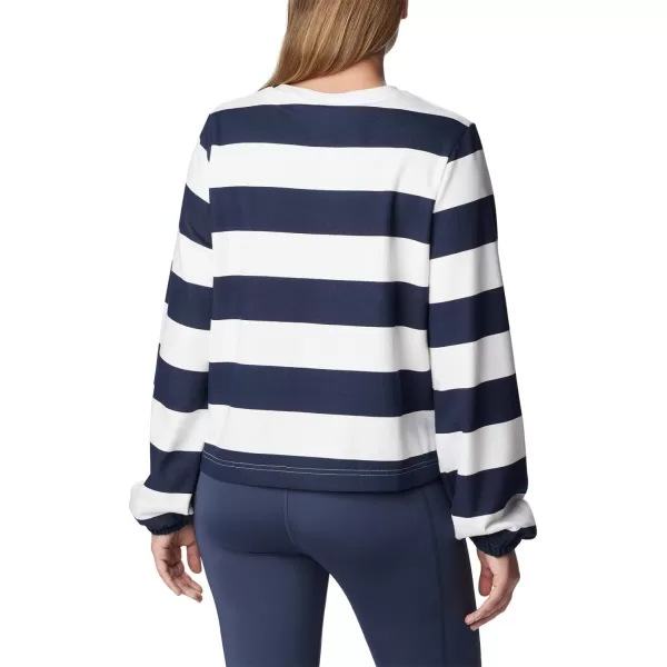 Columbia Womens Trek Seasonal Ft Graphic CrewCollegiate NavyRugby Stripe