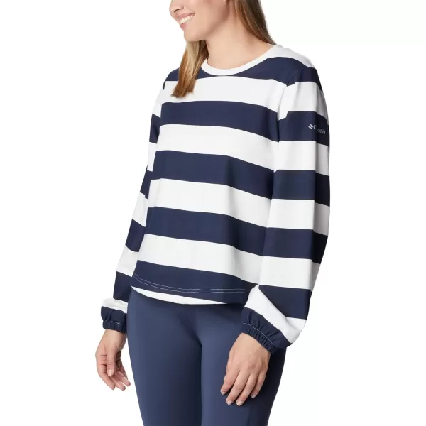 Columbia Womens Trek Seasonal Ft Graphic CrewCollegiate NavyRugby Stripe